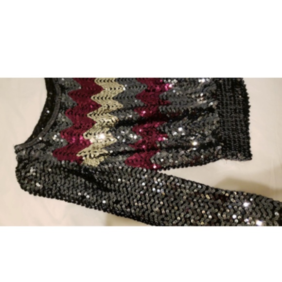 Chevron Striped Roller Disco Sequin Blouse - Picture 3 of 3